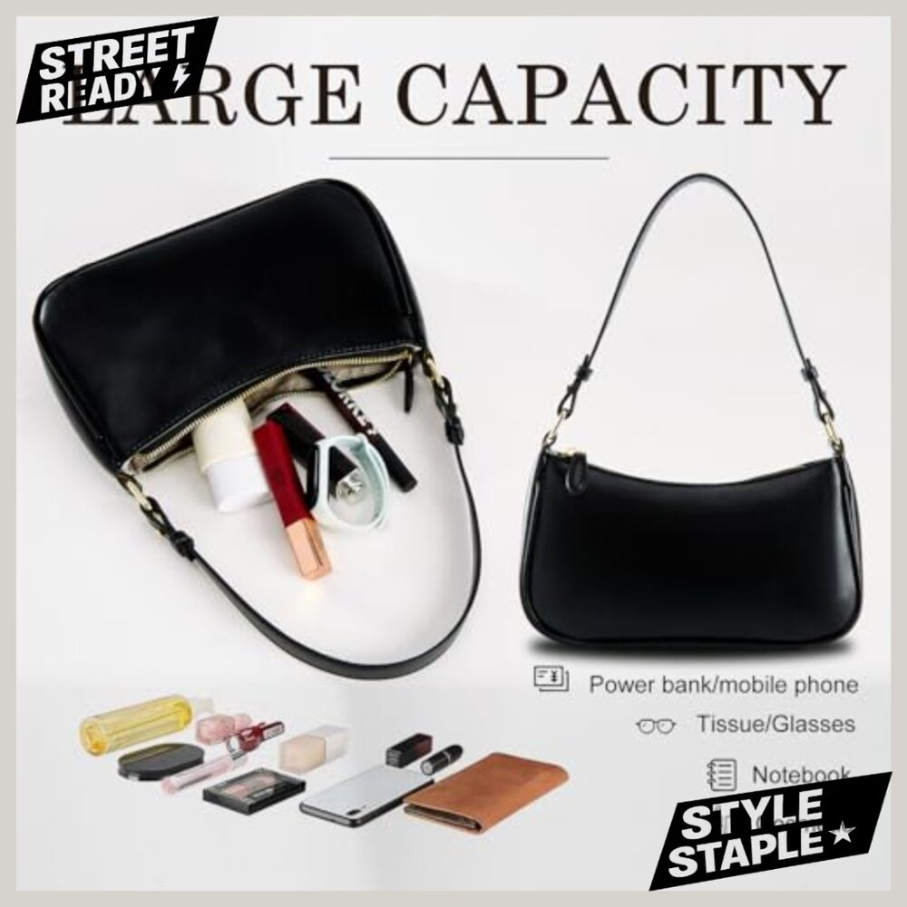Vegan Leather Shoulder Bag with Removable Straps, 10.3 Inch Tote - Picture 7 of 7